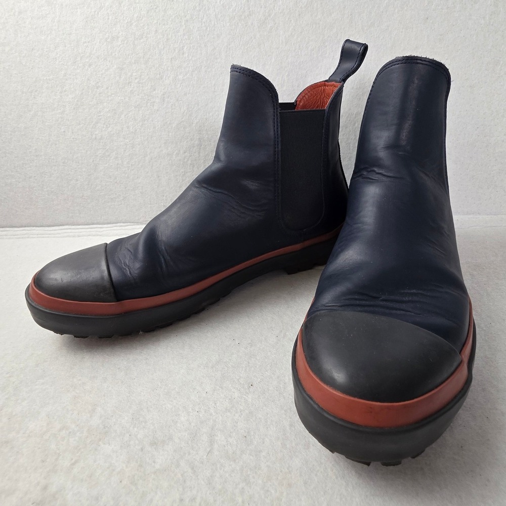 Penelope Chilvers Navy Leather Chelsea Boots Rubber Cap Toe Spain Size 39 US 8.5